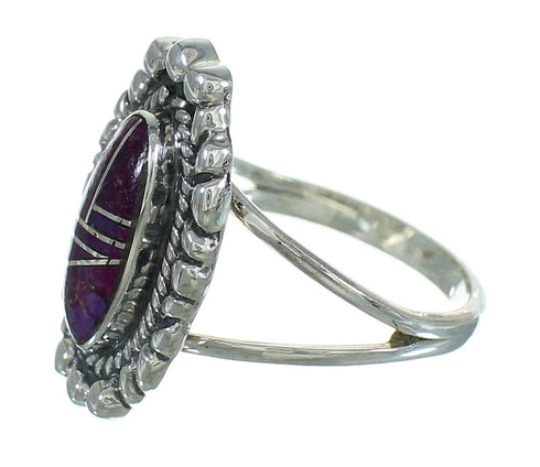 Southwest Genuine Sterling Silver Magenta Turquoise Inaly Ring Size 6-1/4 AX73558